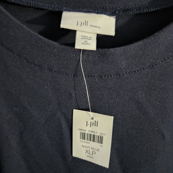 J.Jill Ponte Knit Ruffled navy blue dress XLP Faux Wrap - Picture 6 of 7